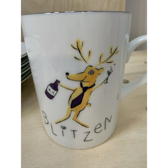 Pottery Barn Playful Reindeer Dishes Comet Vixen Blitzen Cupid 12 Piece 4 Sets - Picture 13 of 15